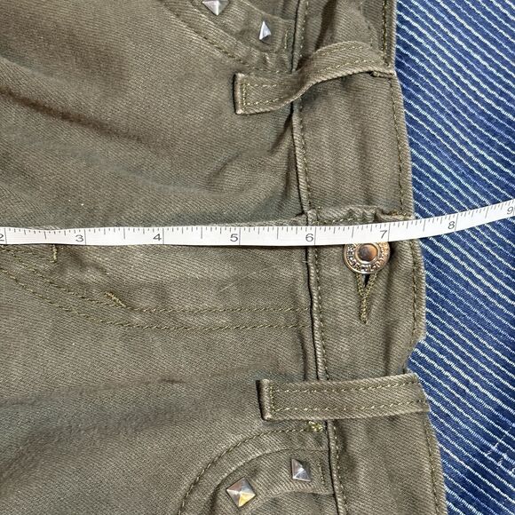 Levi's 524 Skinny Jeans Womens 29 Studded Green Superlow Y2K Grunge Boho Vintage - Picture 15 of 16
